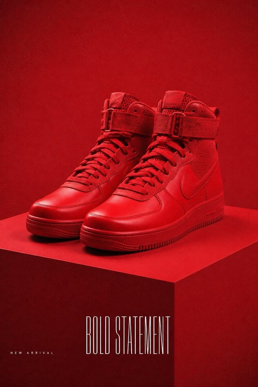 Nike Air Force 1 Foamposite Red Glossy Sneakers Mens Size 9.5 READ